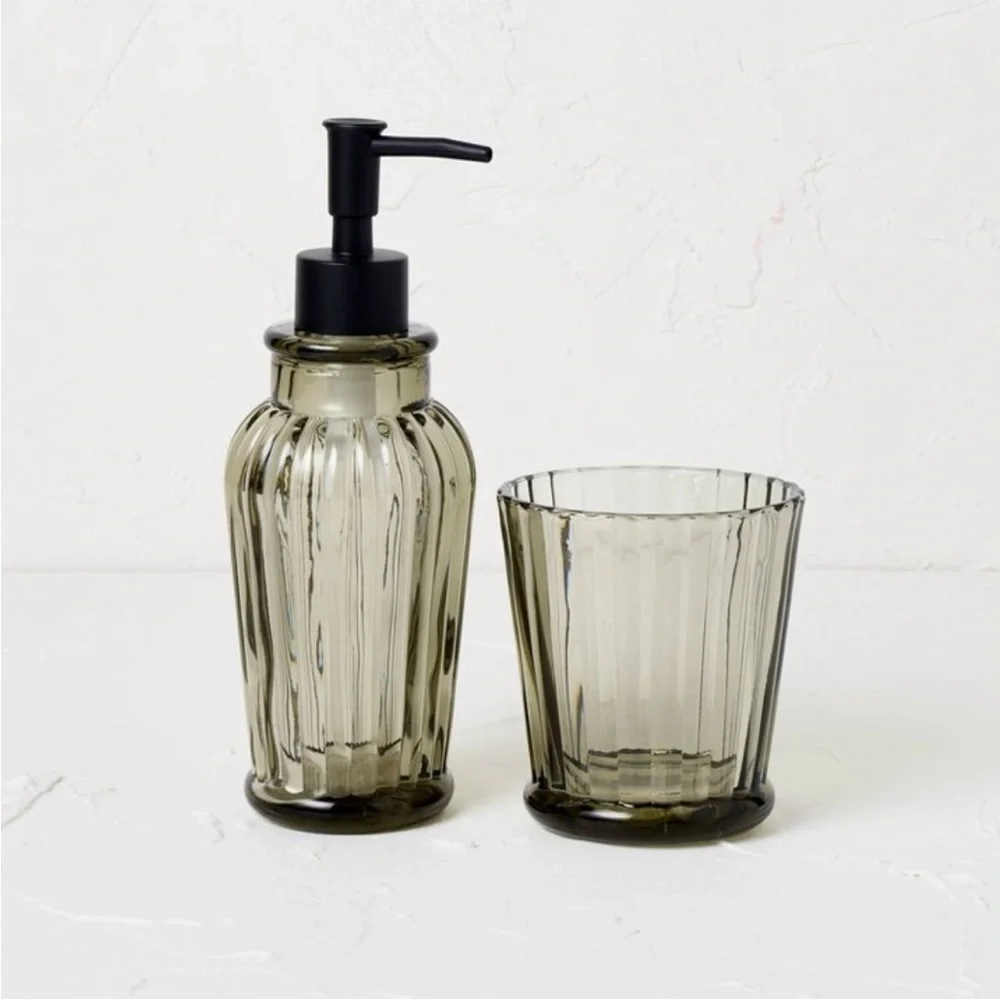 JUNGALOW X OPALHOUSE NWT 2pc tall soap pump set -gray